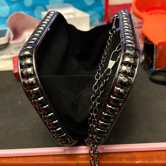 Neat Black Studded Chain Clutch - Picture 8 of 10